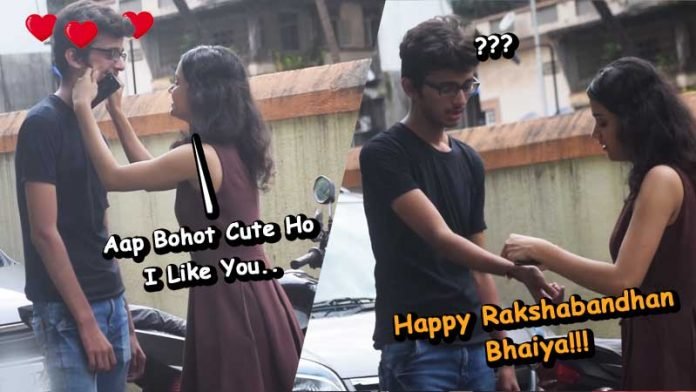hot girl tying rakhi to stranger prank