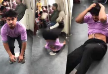 Hilarious Video Alert: Delhi Metro Somersault Attempt Goes Viral! 🤣 Guy Fell Hilariously while doing Somersault stunt in a busy delhi metro