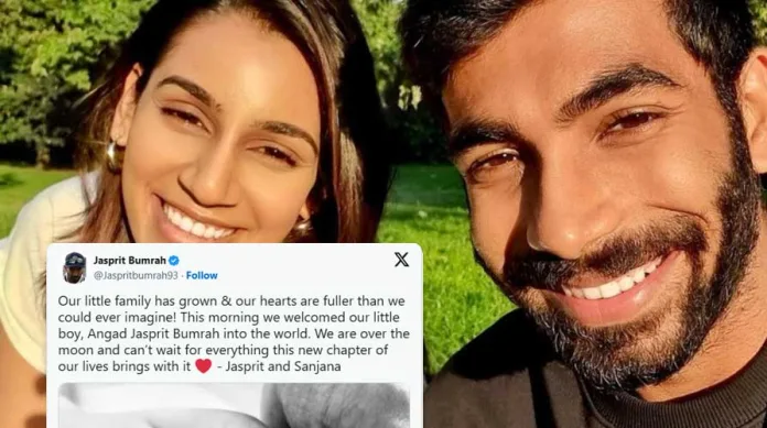 Jasprit-Bumrah-announced-Boy's-Reveals-name-with-a-Picture Jasprit Bumrah ANd Sanjana Became parents Reveals Boy's name with a Picture