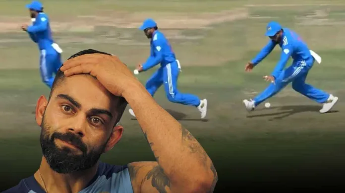 Virat-koli-dropped-catch-of-Aasif-Sheikh Watch how virat kohli shockingly dropped the catch gave a chance to Aasif Sheikh in India Vs Nepal Asia Cup Match
