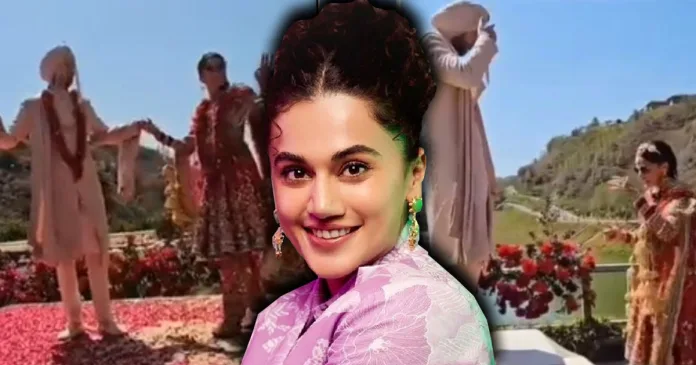 Bollywood star Taapsee Pannu's intimate wedding ceremony, where love takes center stage. Witness the heartwarming moments as Taapsee and her beloved husband, badminton player Mathias Boe, share their first dance as a married couple.